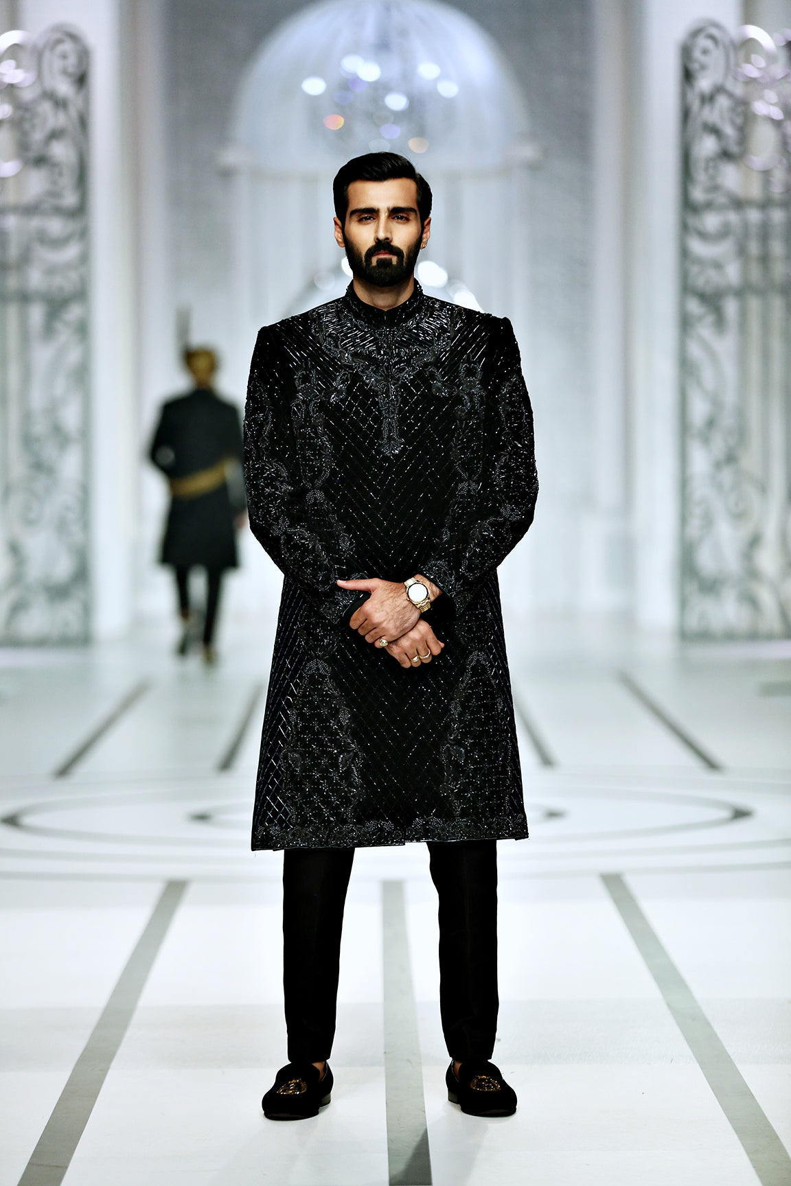 Pakistani Groom Black Sherwani Mashal Couture