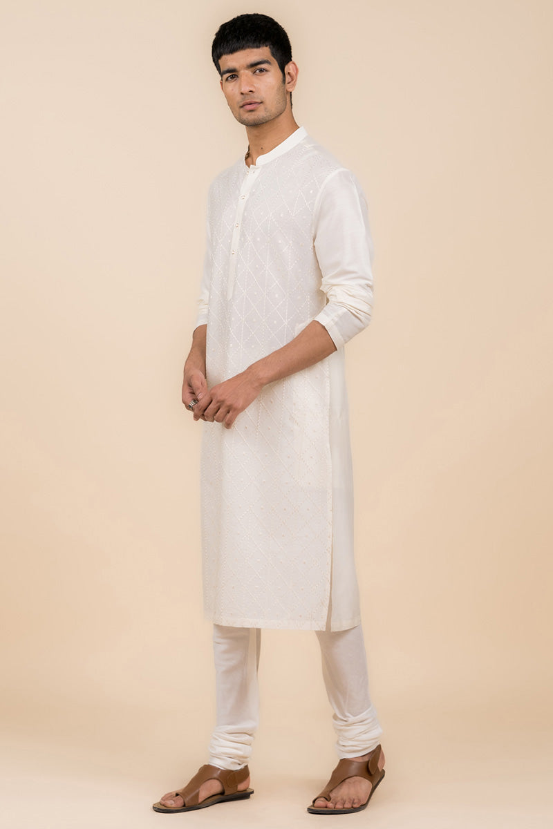 MC KP 12 White Chicken Kari Kurta Pajama Mashal Couture