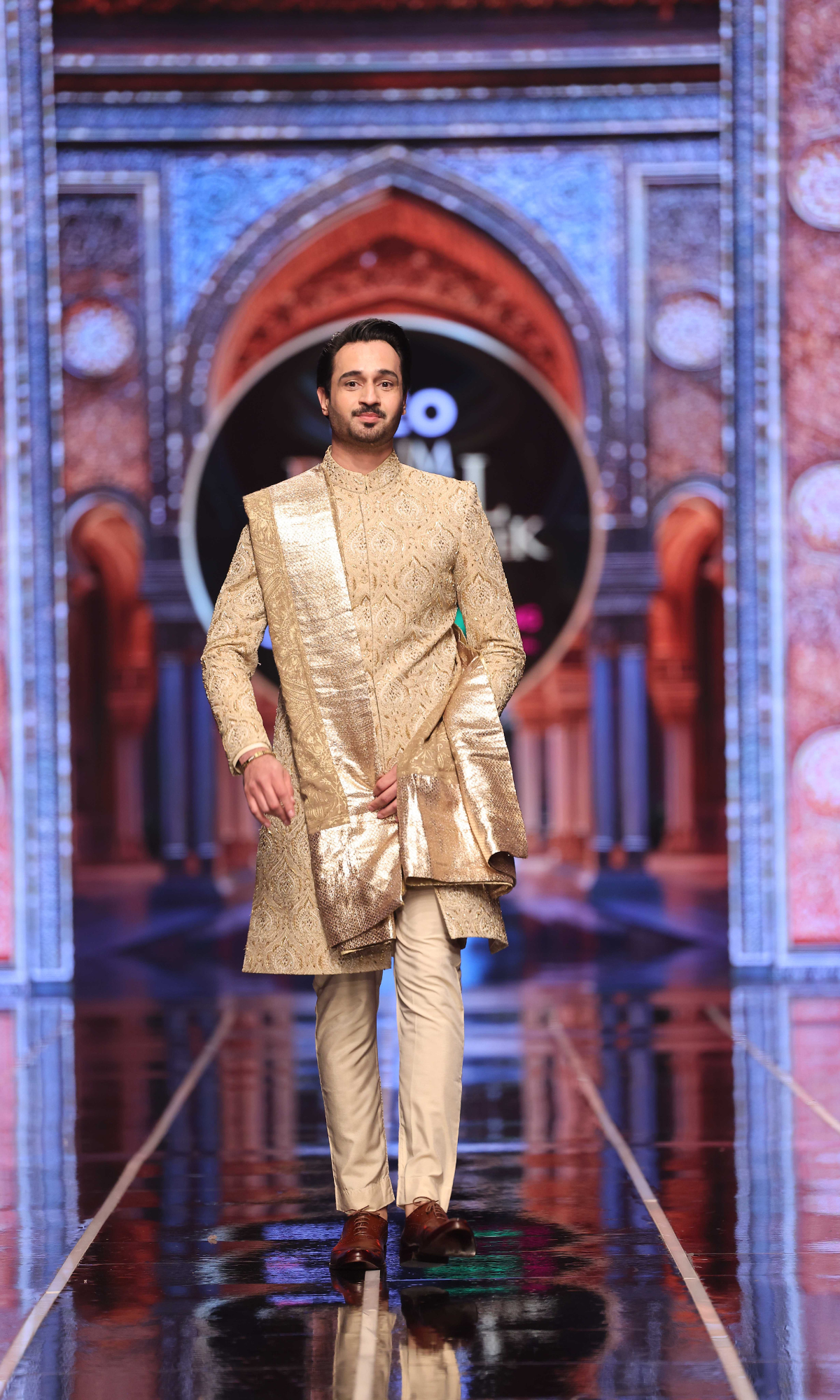 MC 611 Golden Hand Work Sherwani For Groom