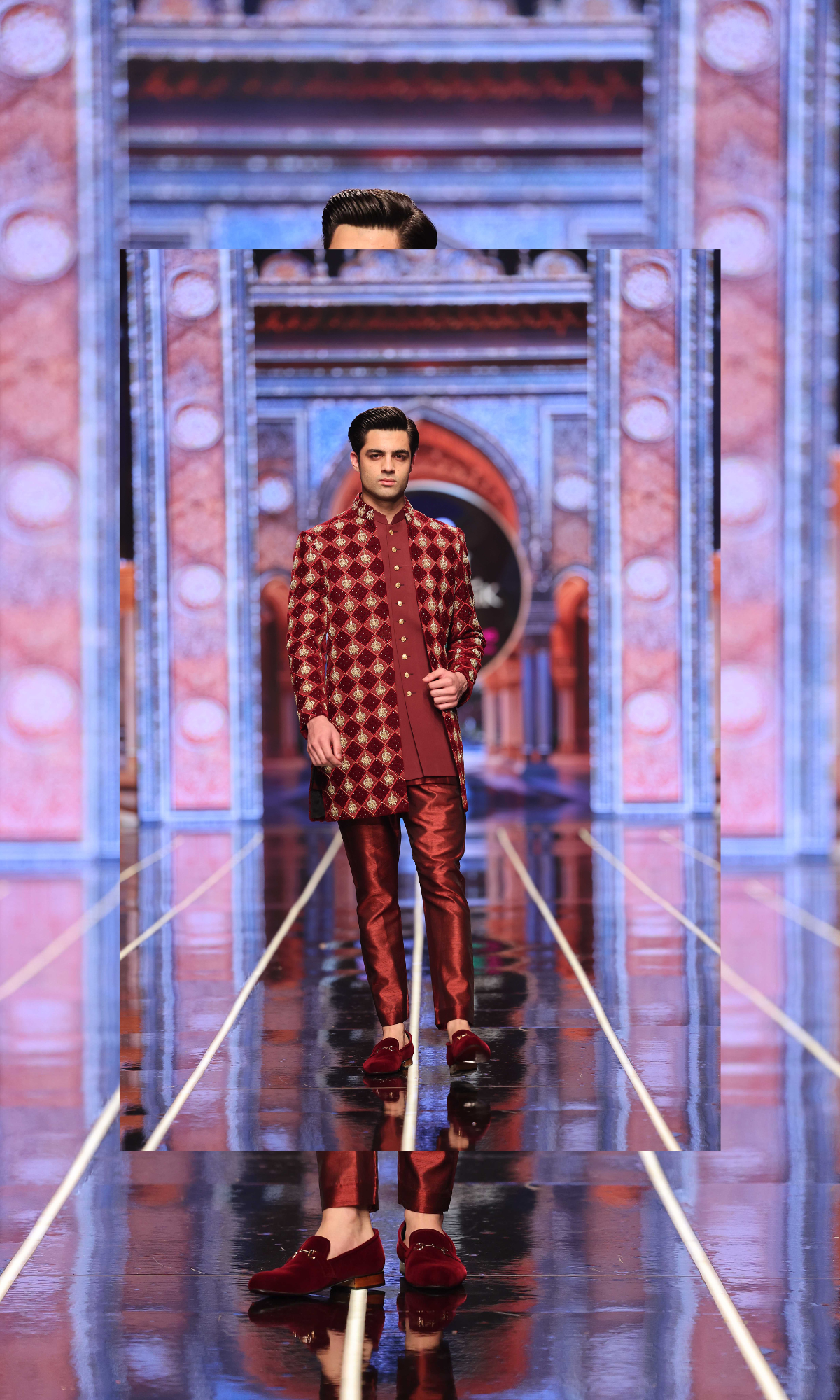 MC 612 Maroon Velvet Sherwani For Wedding