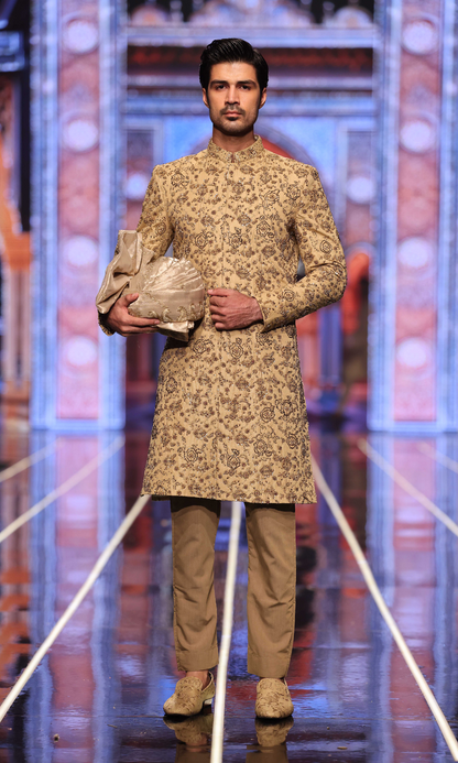 MC Baige Hand Work Sherwani For Men