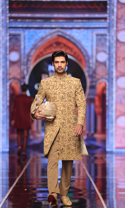 MC Baige Hand Work Sherwani For Men