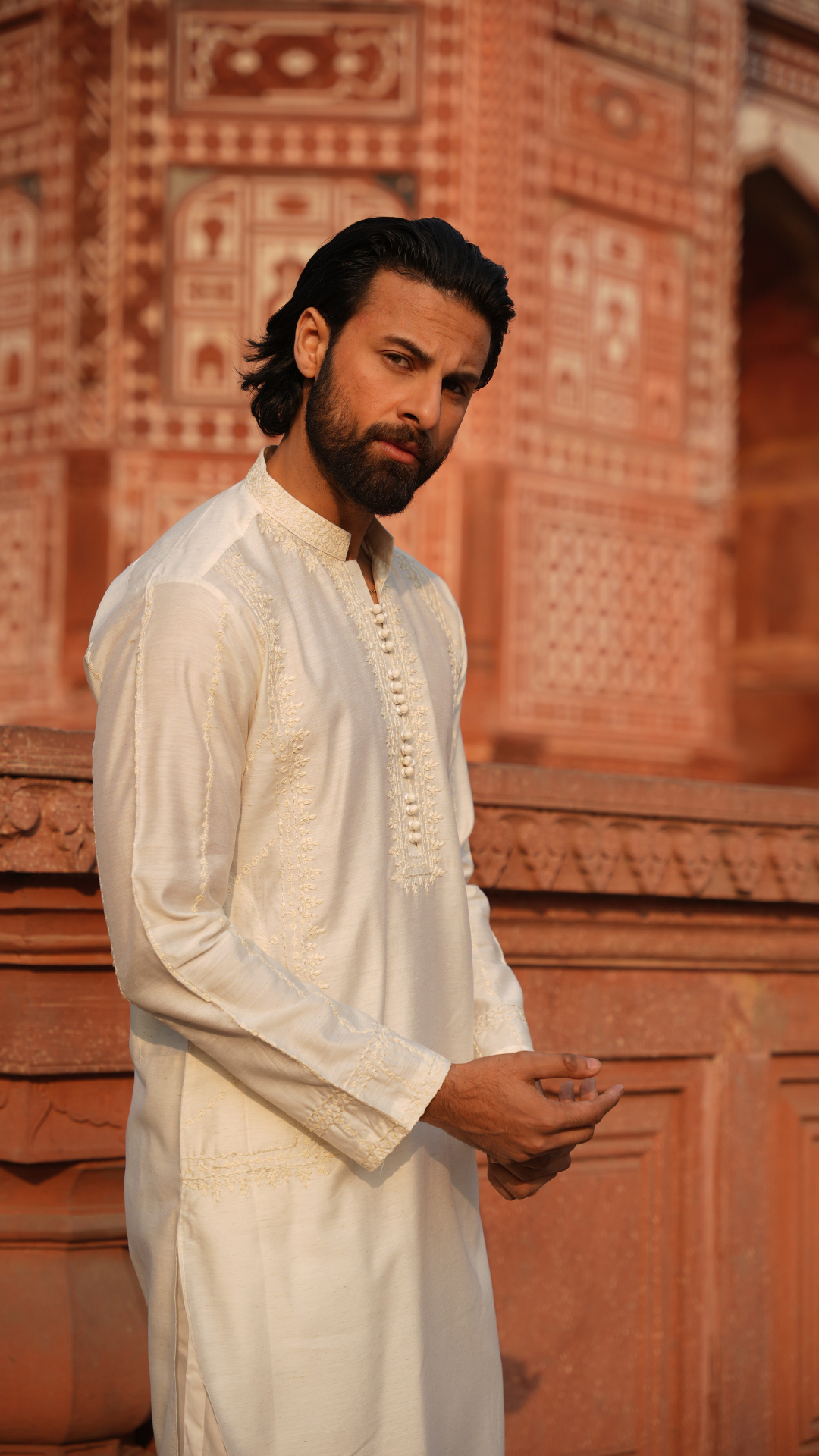 Off White Keel-Kangan Kurta Dress For Men