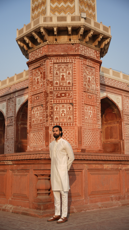 Off White Keel-Kangan Kurta Dress For Men