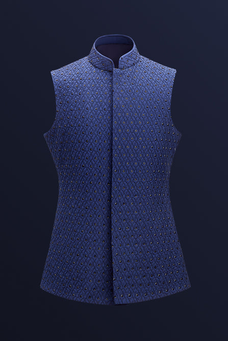 Elegant MC 95 Waistcoat in Navy Blue for Men