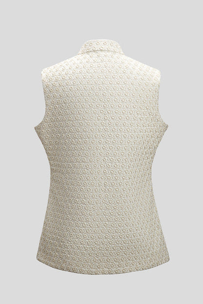 MC 97 Sleeveless WaistCoat with Diamonds in White Ivory