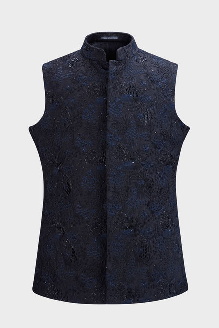 Elegant MC 105 Black Sleeveless Waistcoat for Men