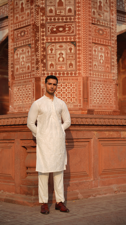 Off White Murri Embroidery Dress For Men