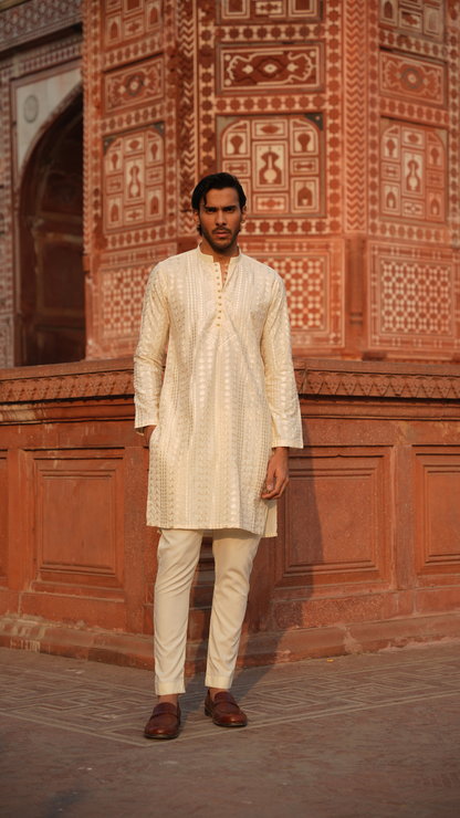 Man Chikan-Doz Embroidery Kurta Pajama