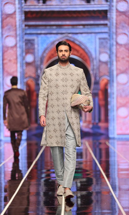 MC 607 Pastel Green Hand Work Sherwani