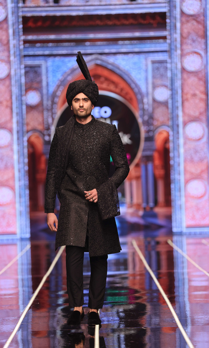 MC 609 Black Hand Work sherwani