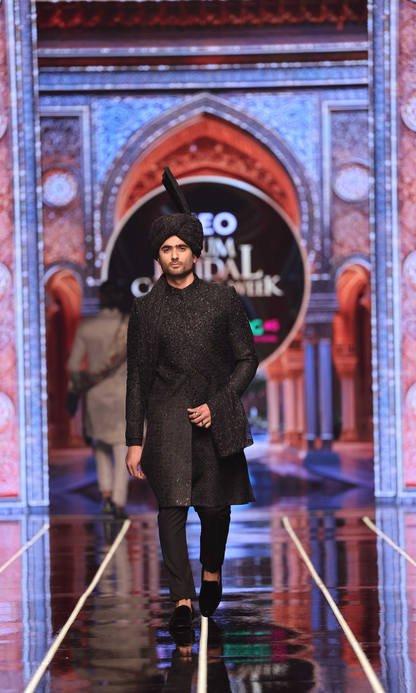 MC 609 Black Hand Work sherwani