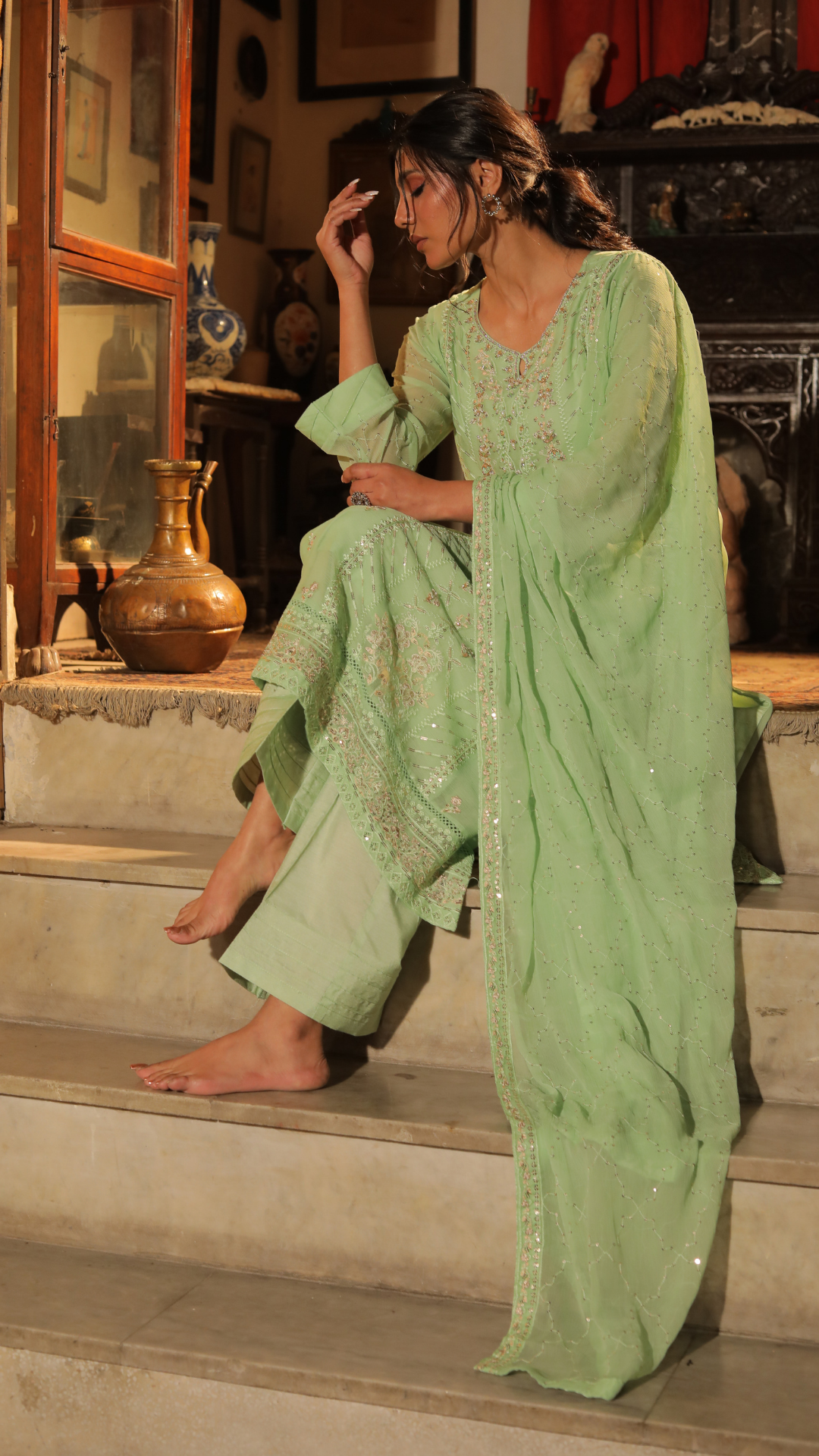 Sehar Angaiz Sea Green Ladies Clothing