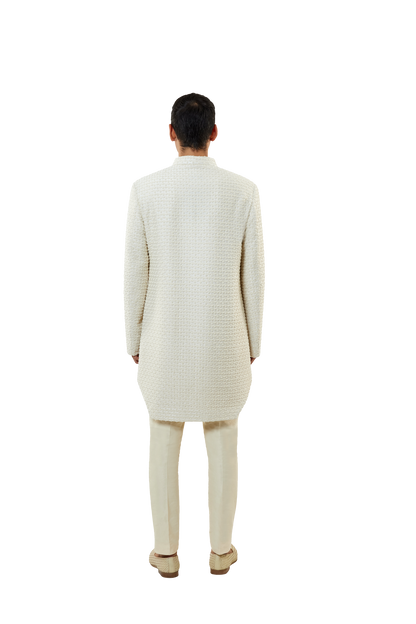 Elegant MC 520 White Short Sherwani With Pants - MashalCouture.com
