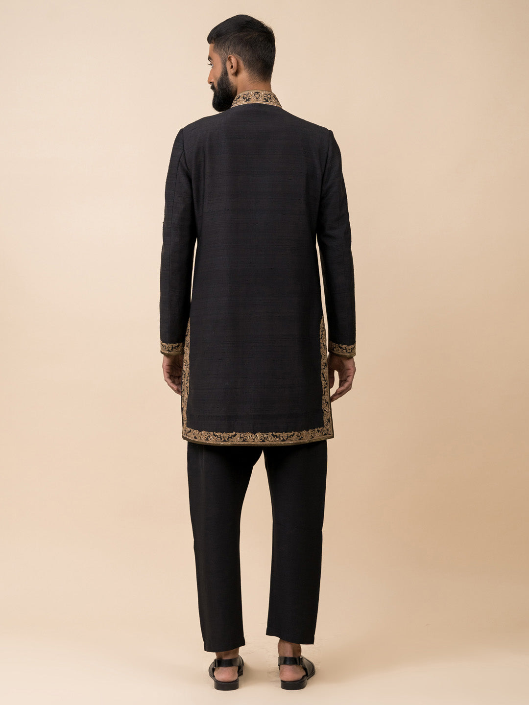 MC 510 Black Sherwani For Men - Mashal Couture