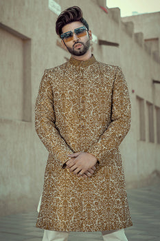 MC 608 Royal Copper Sherwanis For Groom - Mashal Couture