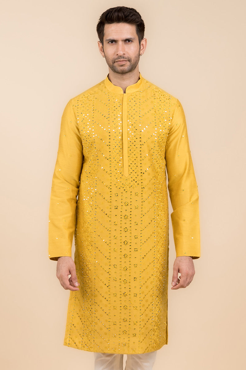 MC KP 16 Stylish Haldi Embroidered Kurta Pajama Ensemble