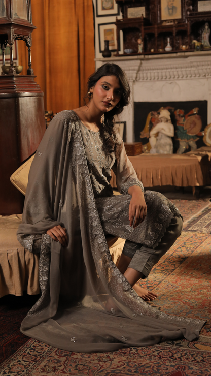 Kahkashan Gray Plush Women's Wear