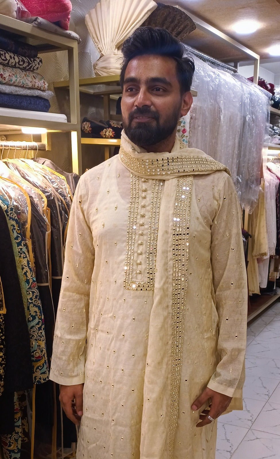 Customer Wear Mirror Work Kurta Pajama - Mashal Couture