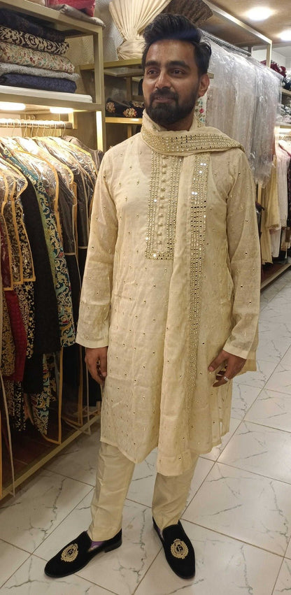 Customer Wear Mirror Work Kurta Pajama - Mashal Couture