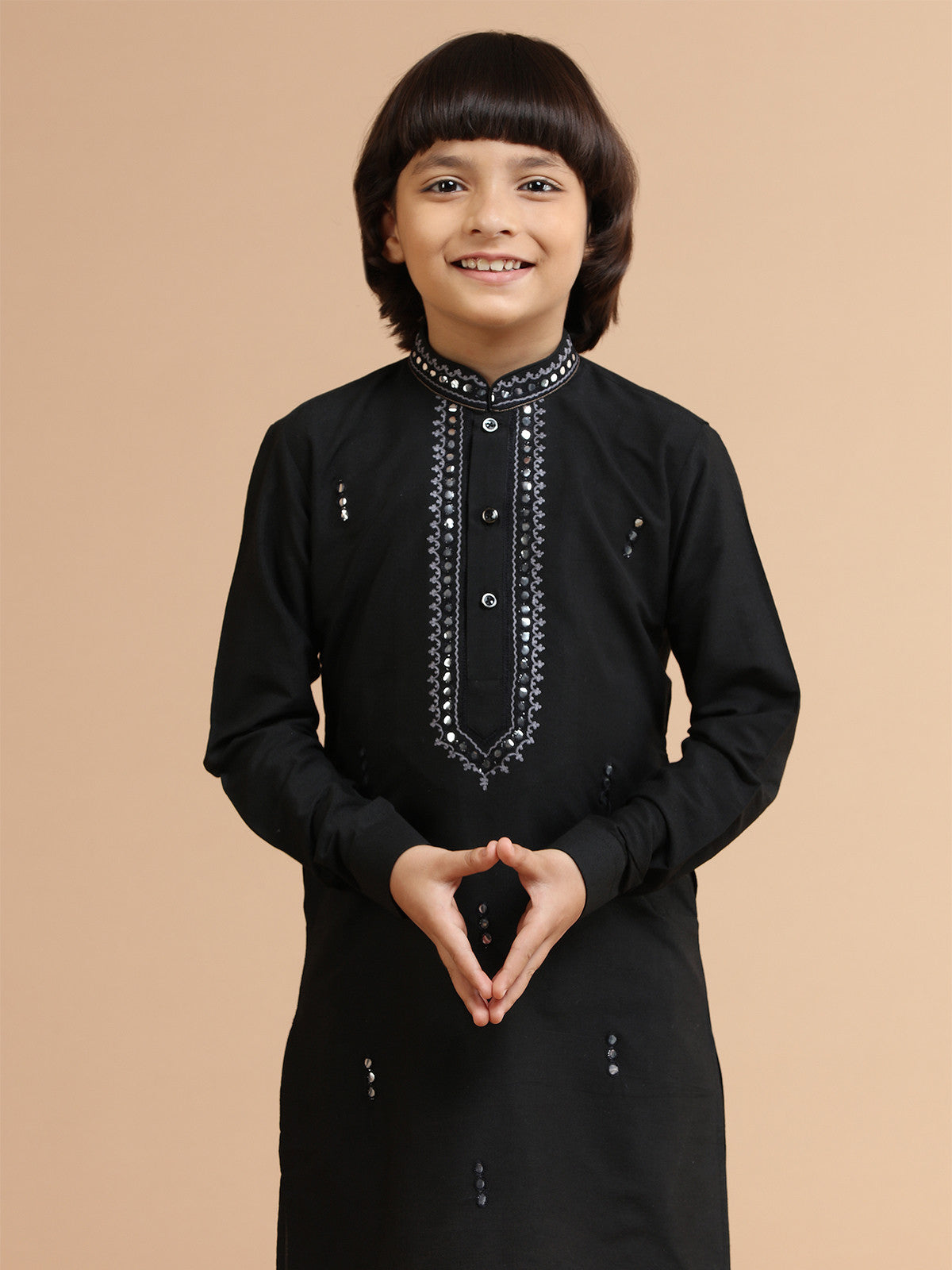 MC FS 03 Men's Ethnic Wear - Black Kurta with White Trouser