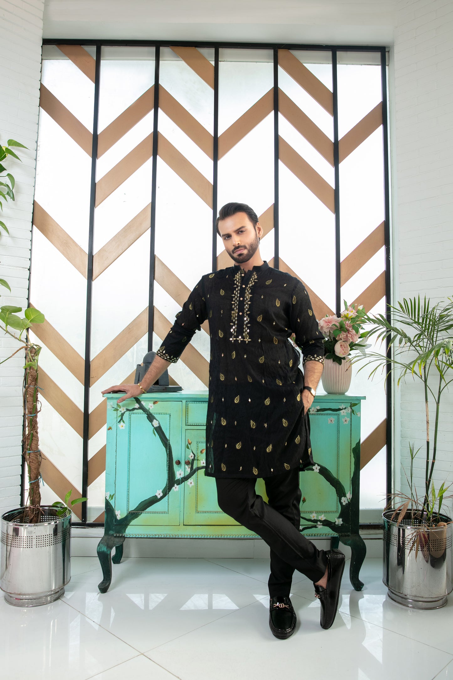 MC 02 Mirror Work Kurta Pajama Design