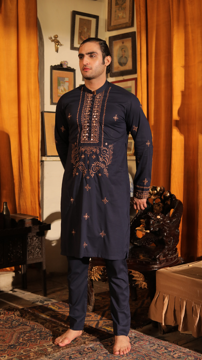 Riwayati Lams Sheesha Embroider Black Kurta