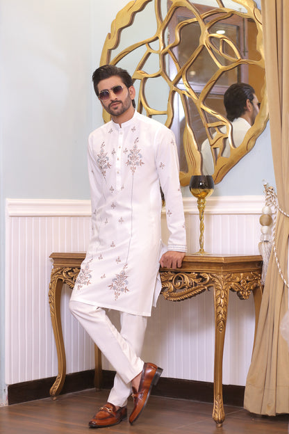 CK 23 White Chikankari Kurta For Mens Pakistan