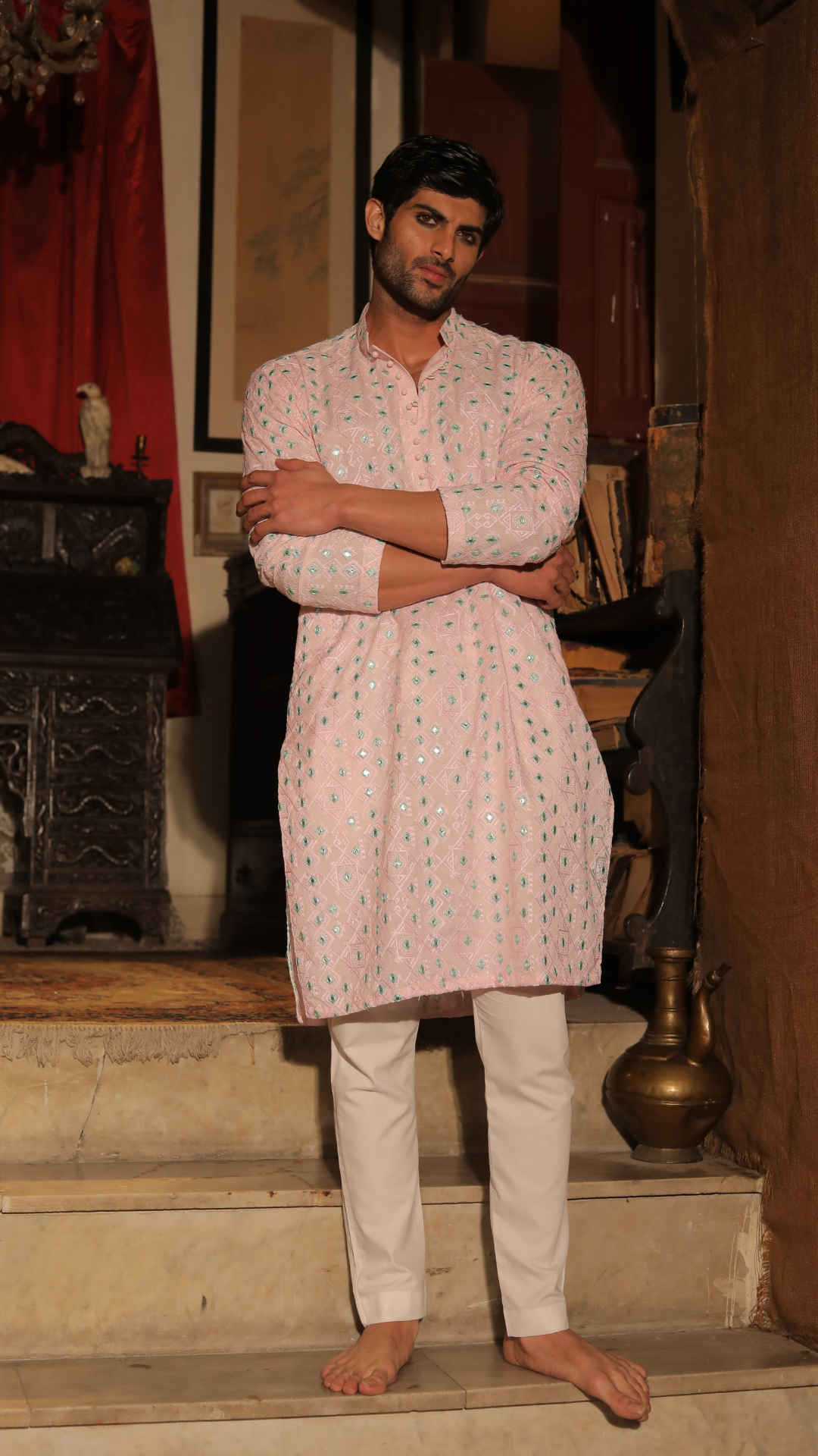 Dabang Andaaz Chanderi Kurta Pajama For Men