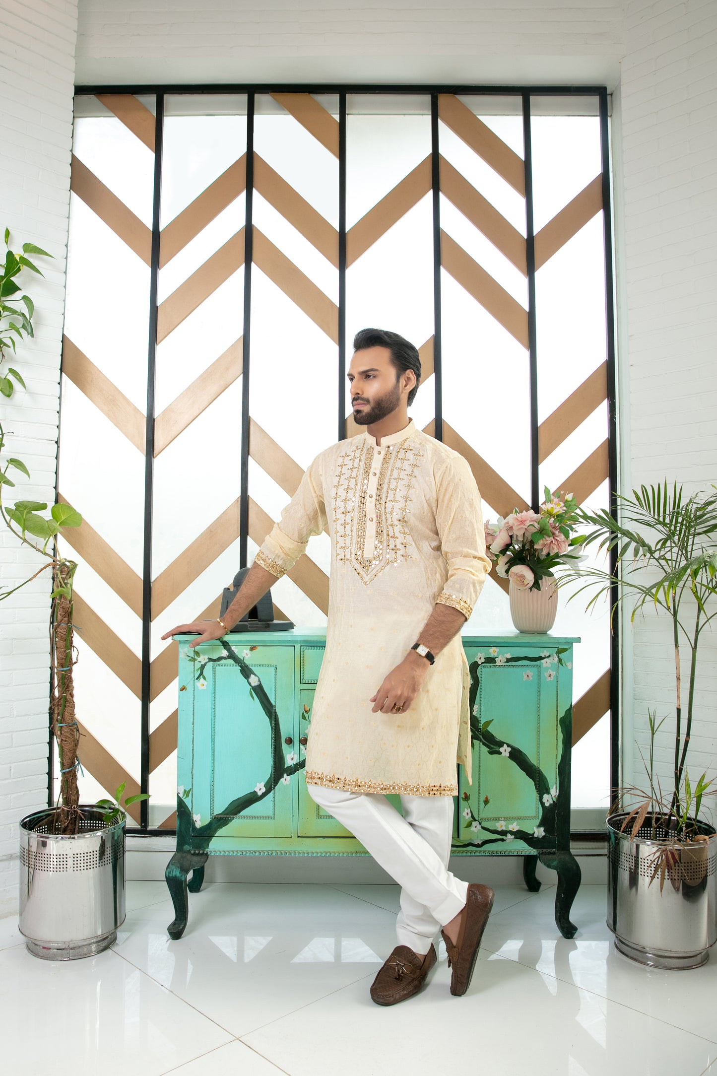 MC 05 Mirror Work Kurta Pajama Man - Mashal Couture