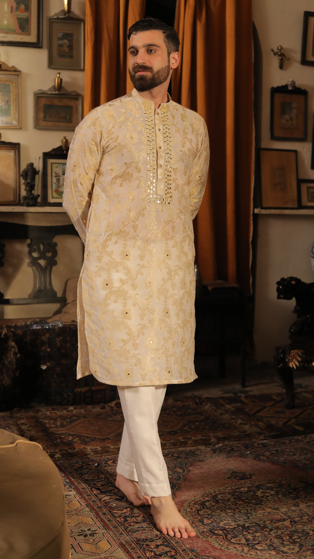 Waqaar-e-Khas Groom Mirror Work Dress For Men