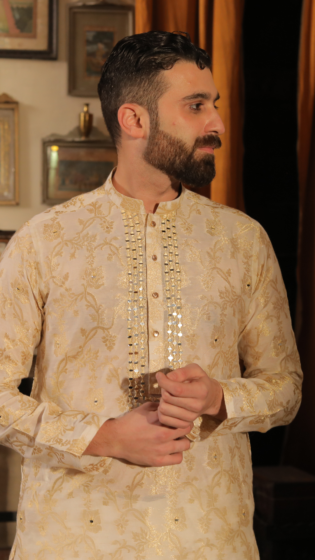 Waqaar-e-Khas Groom Mirror Work Dress For Men