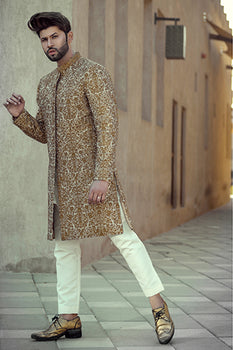 MC 608 Royal Copper Sherwanis For Groom - Mashal Couture