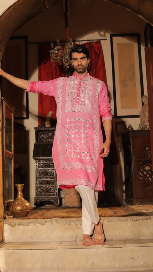 Chamkdar Pehnawa Abla Embroidery Kurta For Men