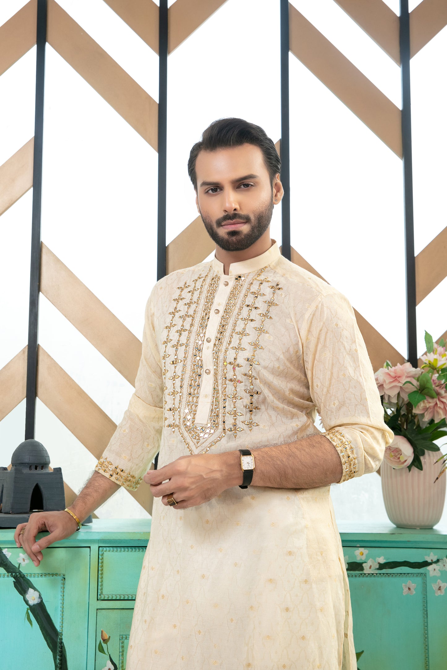 MC 05 Mirror Work Kurta Pajama Man - Mashal Couture