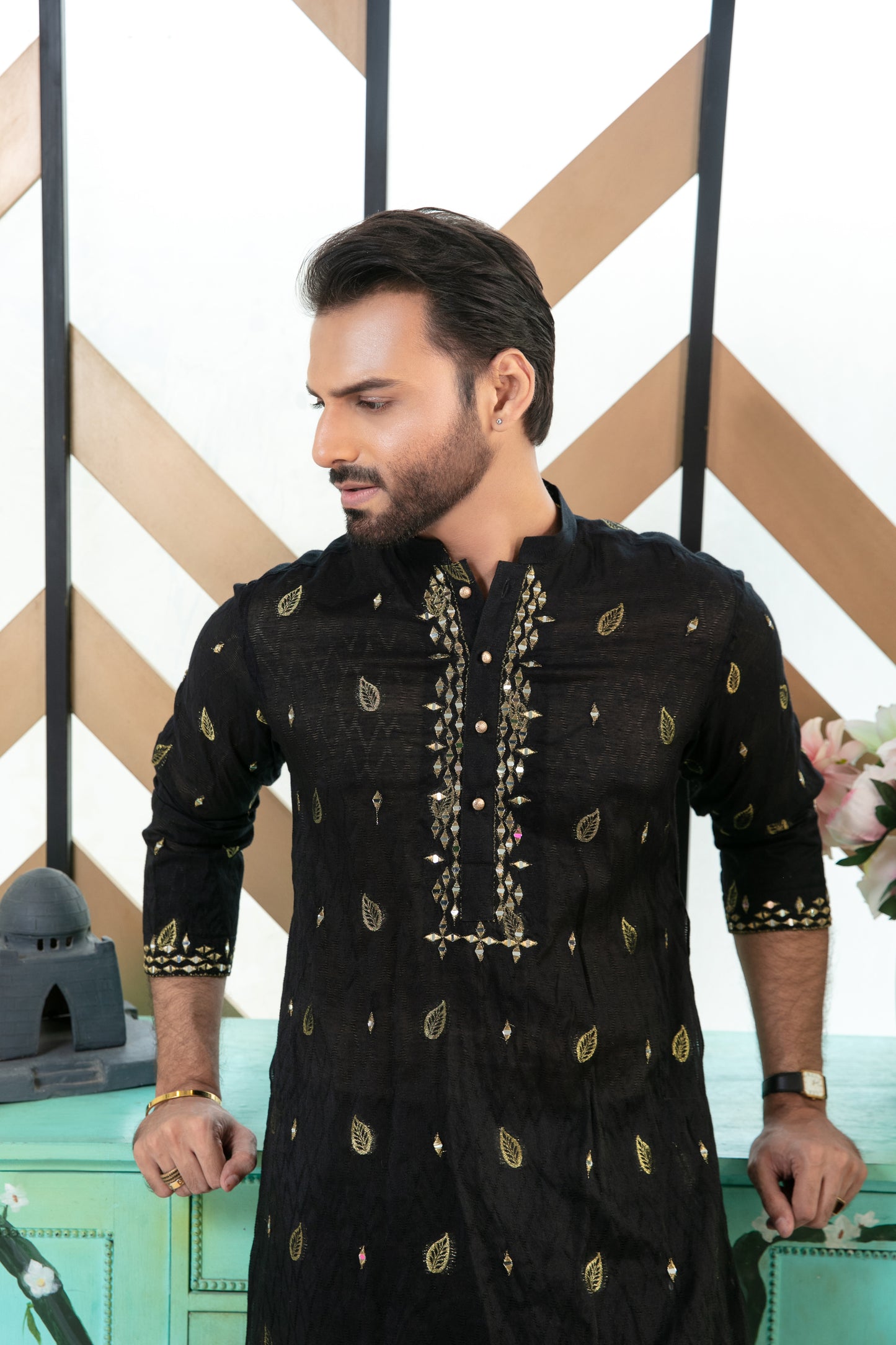 MC 02 Mirror Work Kurta Pajama Design