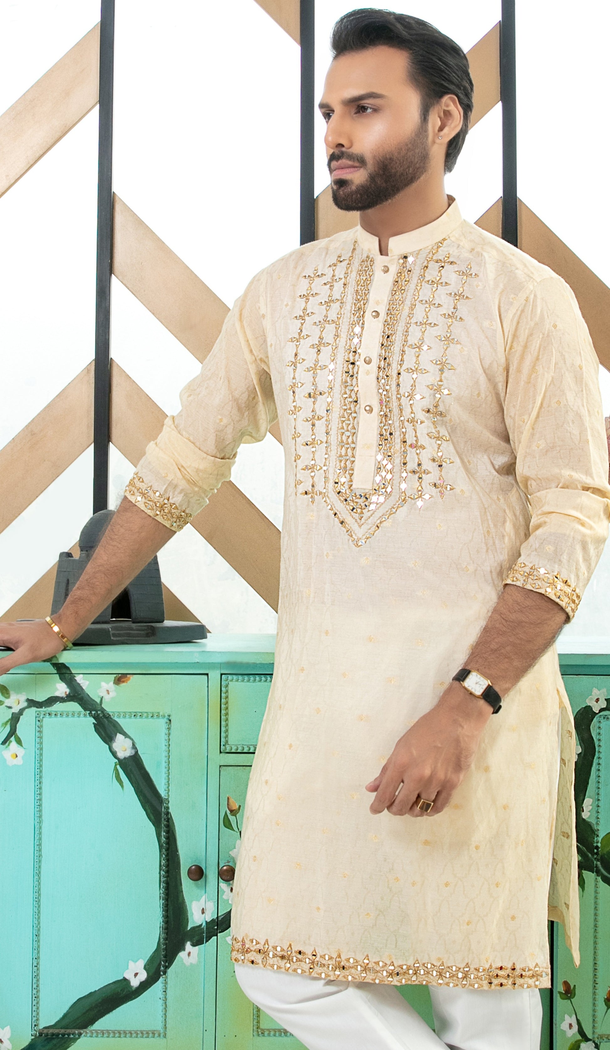 MC 05 Mirror Work Kurta Pajama Man - Mashal Couture