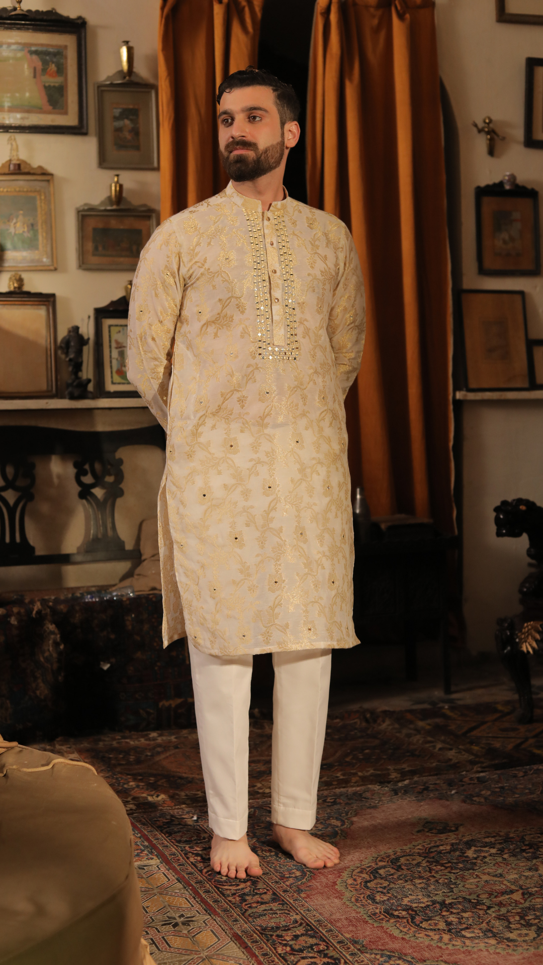 Waqaar-e-Khas Groom Mirror Work Dress For Men