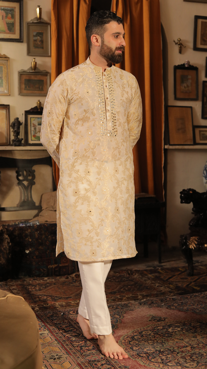 Waqaar-e-Khas Groom Mirror Work Dress For Men