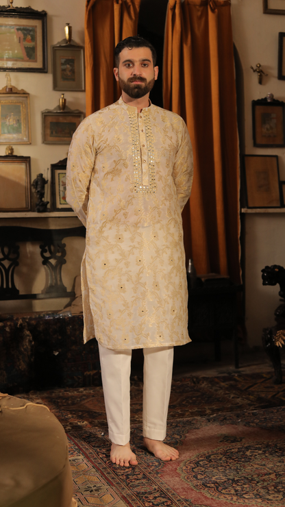 Waqaar-e-Khas Groom Mirror Work Dress For Men