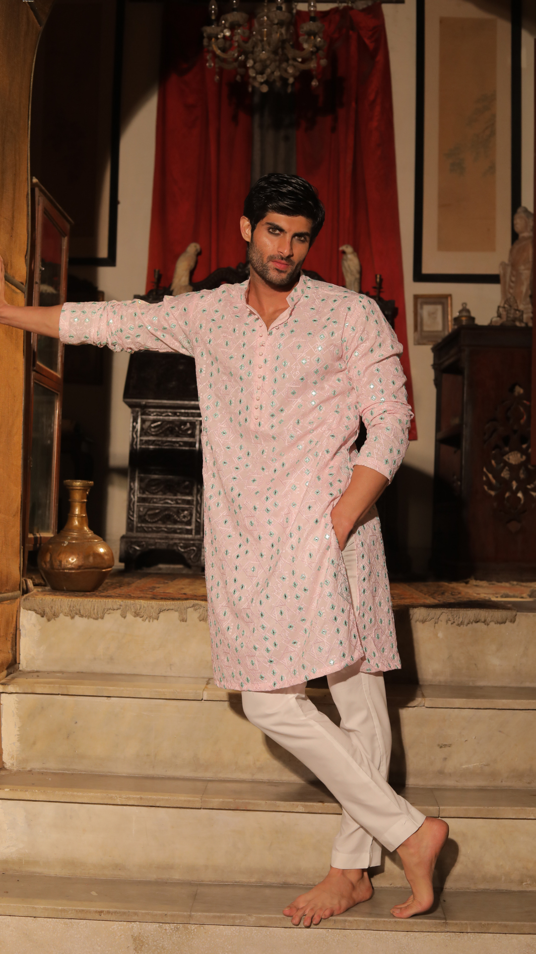 Dabang Andaaz Chanderi Kurta Pajama For Men