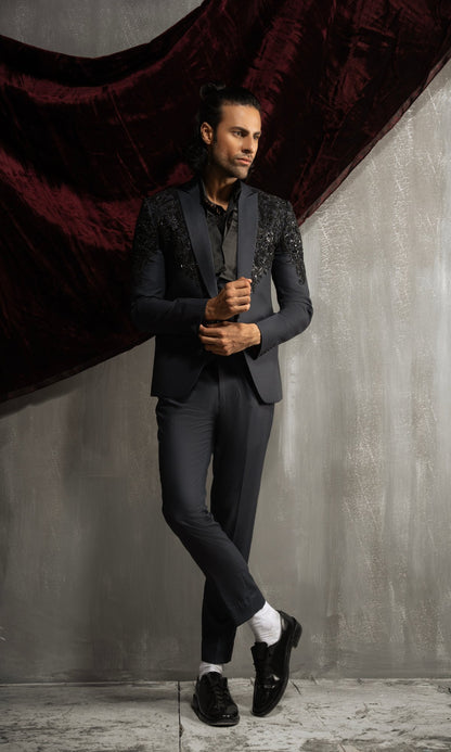 Dark Grey Tuxedos For Men - Mashal Couture