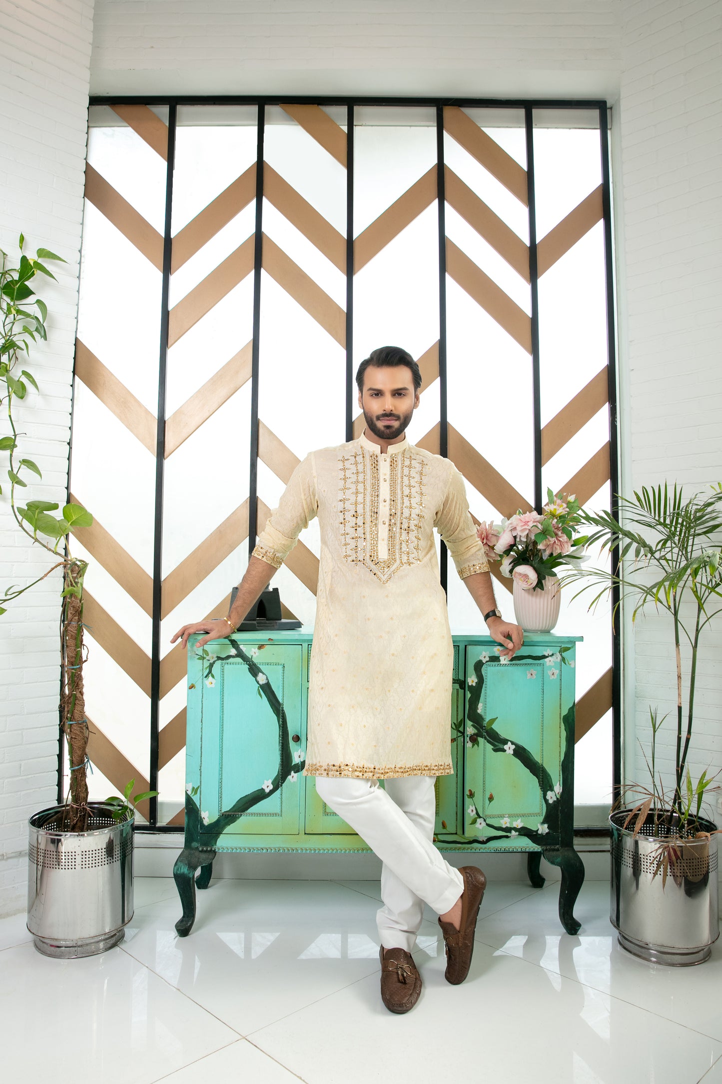 MC 05 Mirror Work Kurta Pajama Man - Mashal Couture