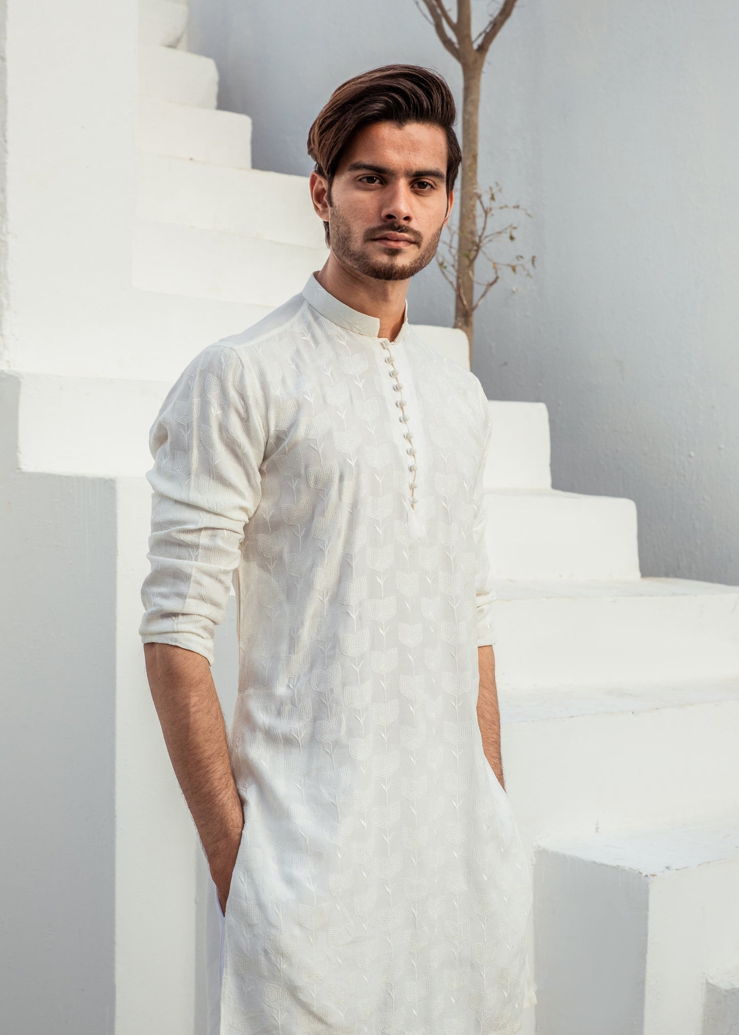 CK 08 Chikankari Kurta Pajama For Men - Mashal Couture