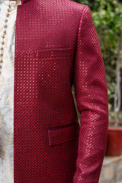 Maroon Pakisatni prince coat for men