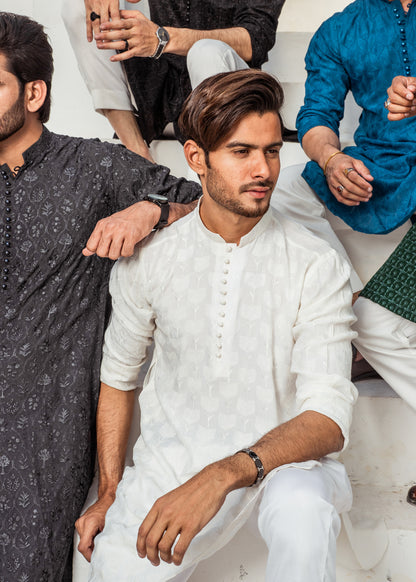 CK 08 Chikankari Kurta Pajama For Men - Mashal Couture