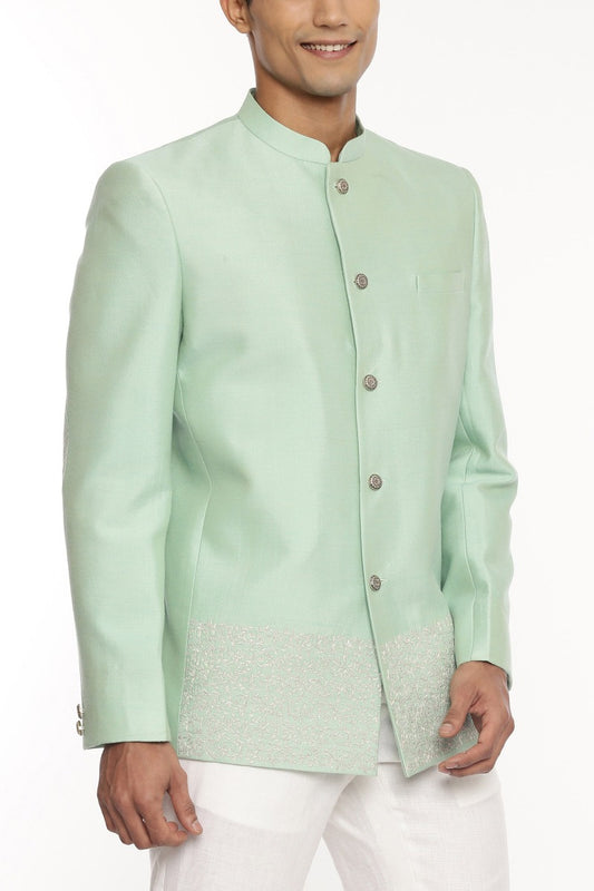 MC 121 Pastel Raw Silk Prince Coat - Mashal Couture