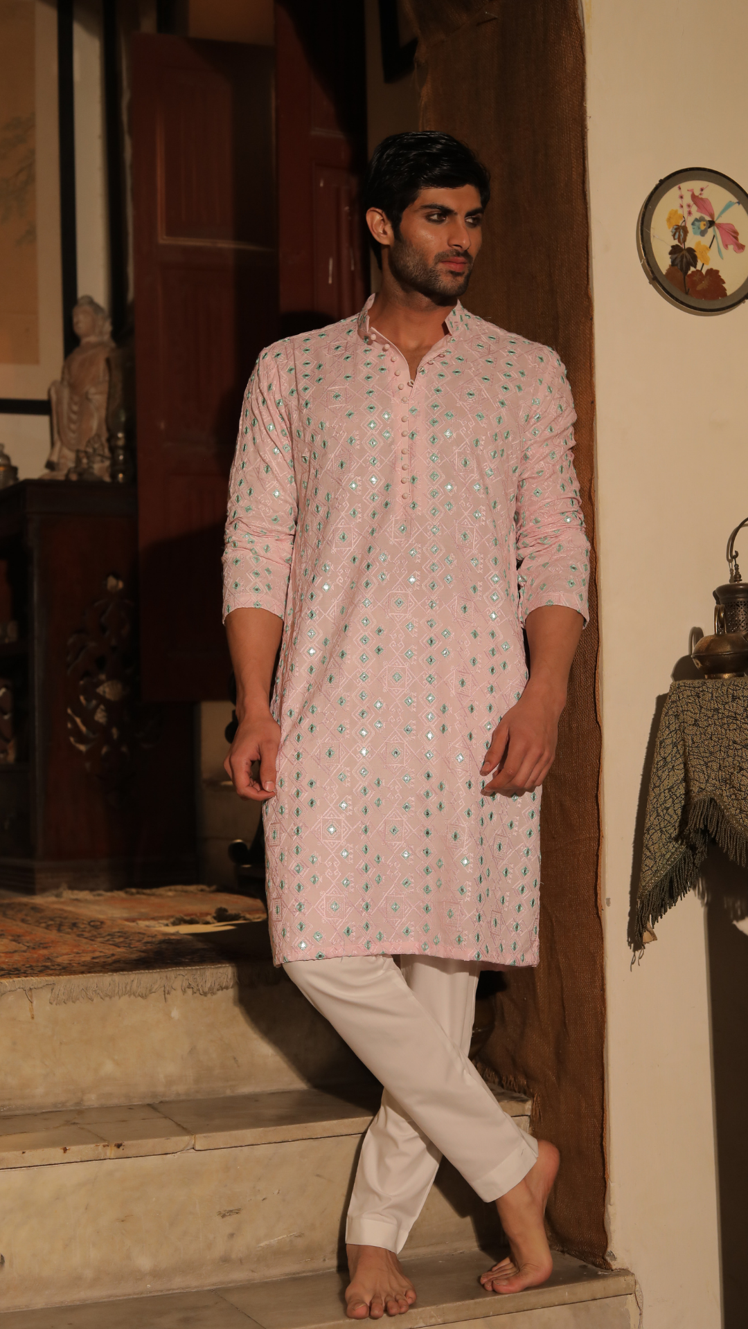 Dabang Andaaz Chanderi Kurta Pajama For Men