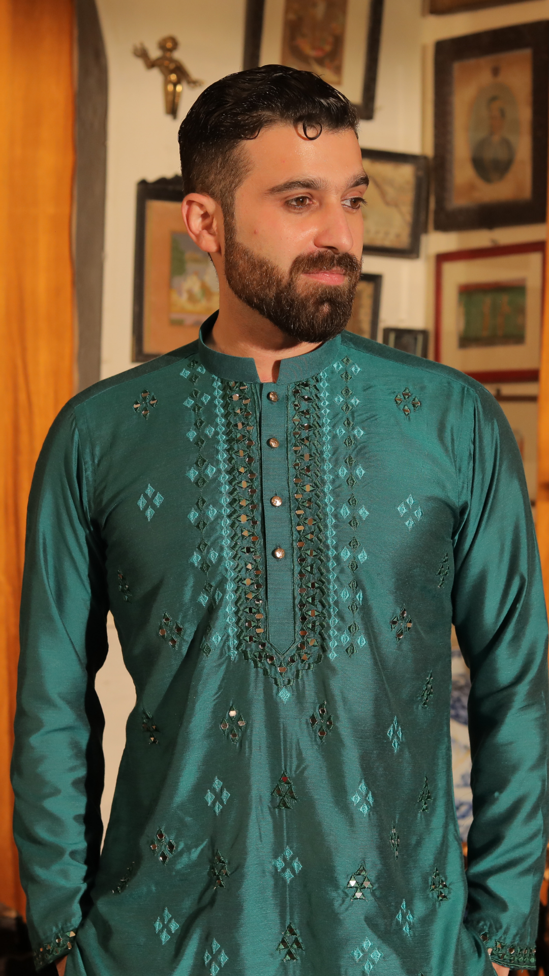 Riwayati Husn Green Abla Embroidery Kurta Pajama