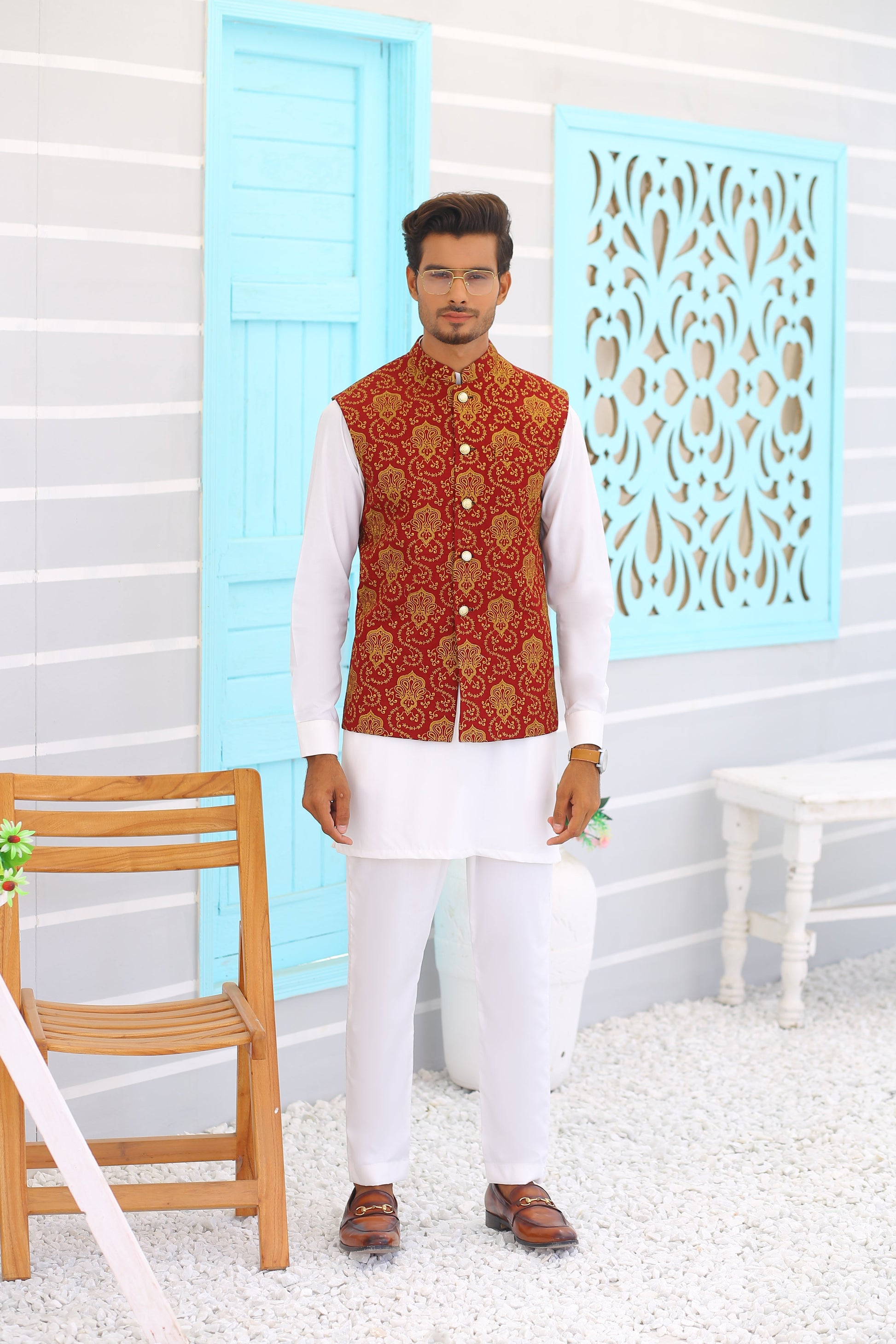 wedding shalwar kameez with waistcoat